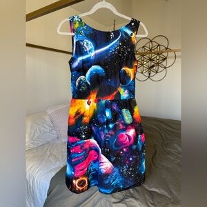 Retrolicious Cosmic Space Print Dress
Size L Black Multicolor Pin Up Y2K Vtg
